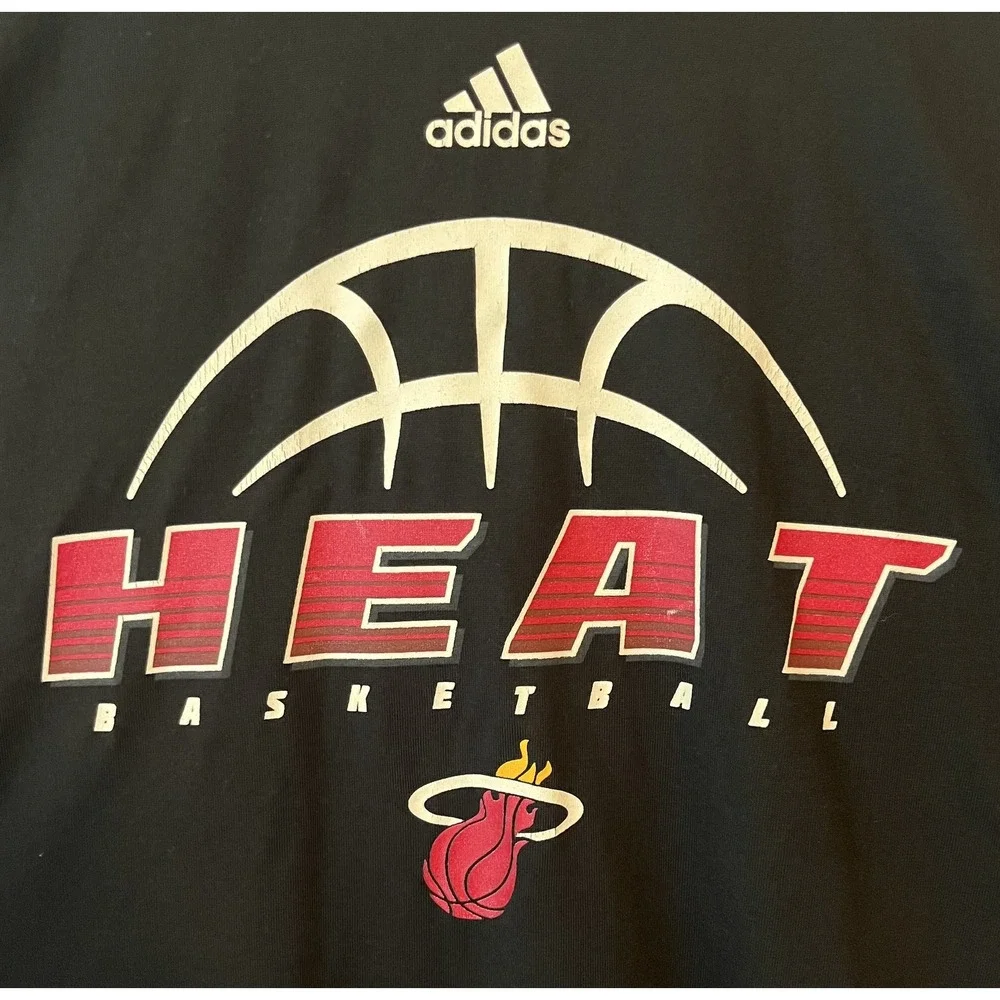 Miami Heat Men's‎ Shirt Small Adidas Long Sleeve Climalite Black NBA Basketball